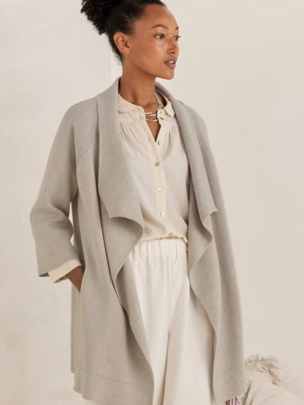 NWT Poetry Waterfall-edge Jacket Organic Cotton RH01 (Pebble Grey) - Size 8/10